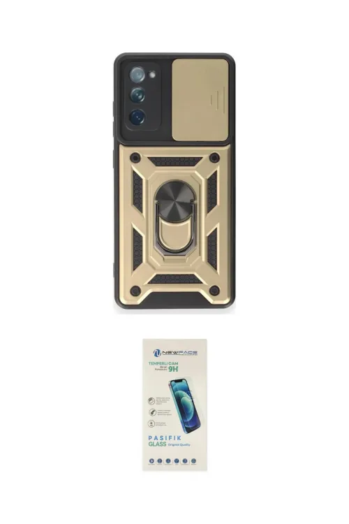 ieg™ Galaxy S20 FE Kılıf Ahenk Klasik - Şeffaf Pasifik Cam Ekran Koruyucu