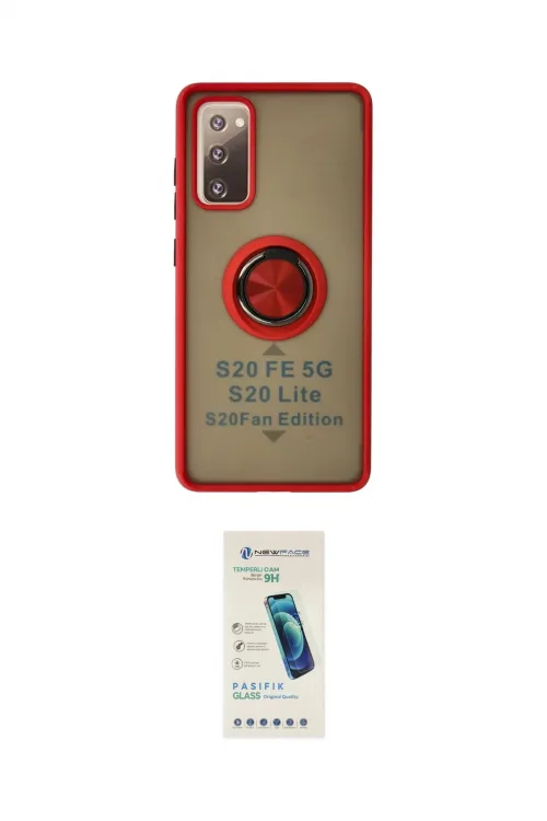 ieg™ Galaxy S20 FE Kılıf Yörünge Çizgi - Şeffaf Pasifik Cam Ekran Koruyucu