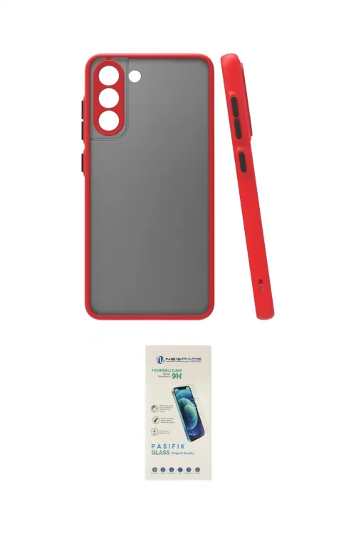 ieg™ Galaxy S21 FE Kılıf Ahenk Çizgi Serisi - Şeffaf Pasifik Cam Ekran Koruyucu