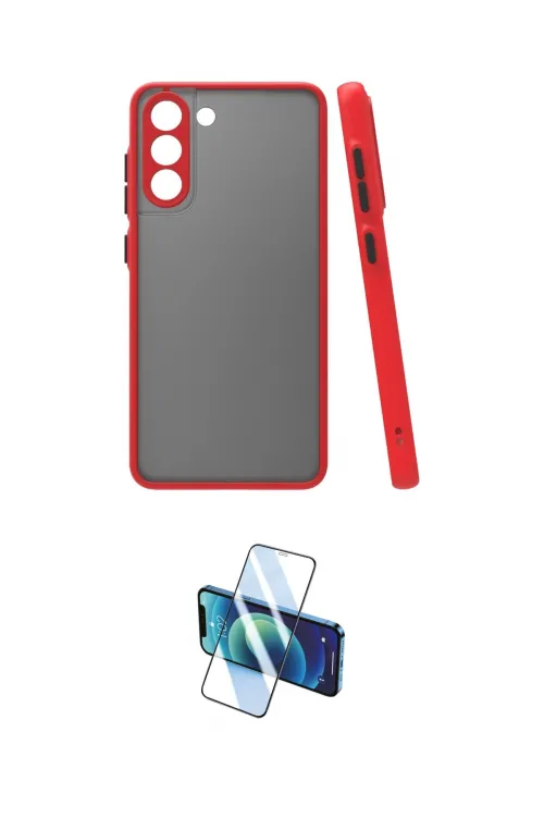 ieg™ Galaxy S21 FE Kılıf Ahenk Çizgi Serisi - Siyah 3D Antistatik Cam Ekran Koruyucu