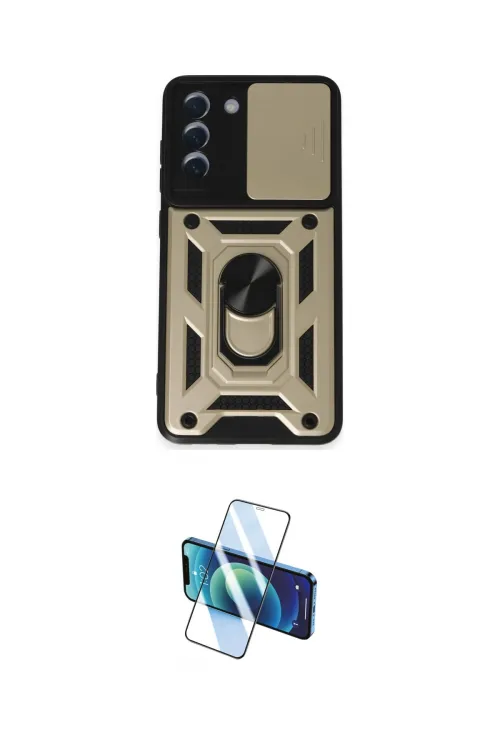 ieg™ Galaxy S21 FE Kılıf Ahenk Klasik - Siyah 3D Antistatik Cam Ekran Koruyucu