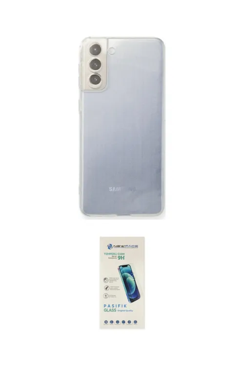 ieg™ Galaxy S21 FE Kılıf Zirve Doku - Şeffaf Pasifik Cam Ekran Koruyucu
