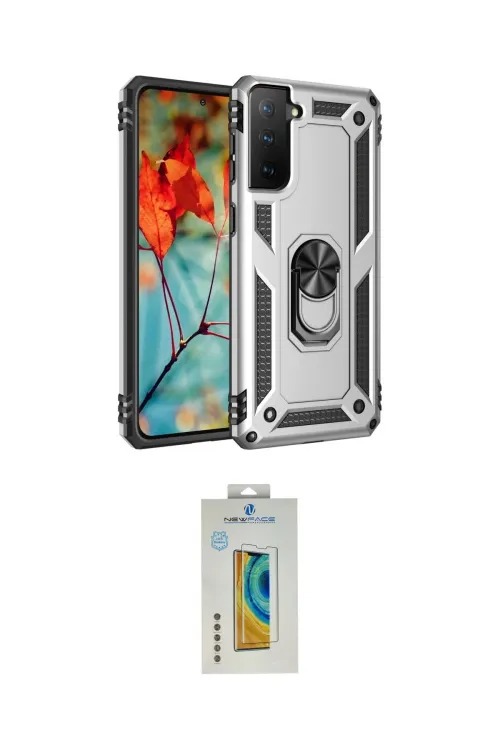 ieg™ Galaxy S21 Plus Kılıf Ahenk Klasik Koleksiyonu - Şeffaf Polymer Nano Ekran Koruyucu