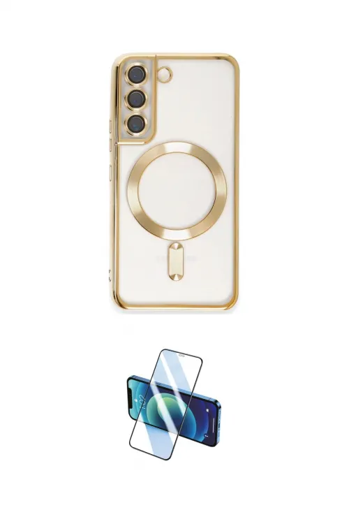 ieg™ Galaxy S22 Kılıf Nova Işık Özel Seri - Siyah 3D Antistatik Cam Ekran Koruyucu