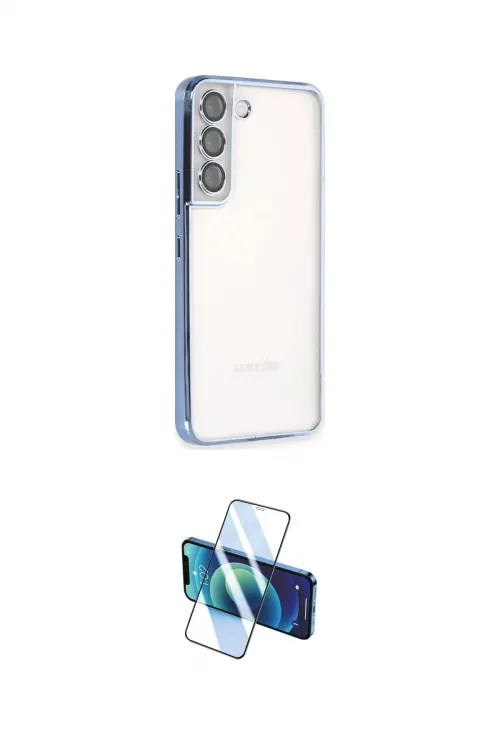 ieg™ Galaxy S22 Kılıf Vadi Minimal - Siyah 3D Antistatik Cam Ekran Koruyucu