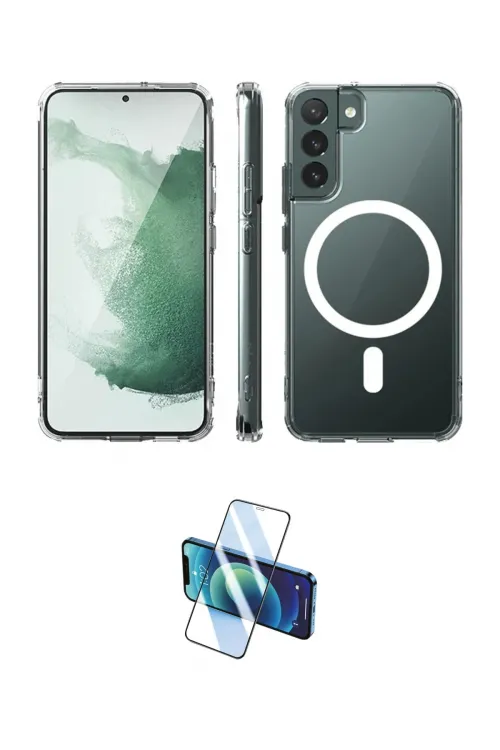 ieg™ Galaxy S22 Plus Kılıf Ahenk Yansıma Prime - Siyah 3D Antistatik Cam Ekran Koruyucu
