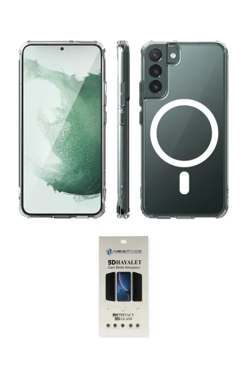 ieg™ Galaxy S22 Plus Kılıf Ahenk Yansıma Prime - Siyah 5D Hayalet Cam Ekran Koruyucu