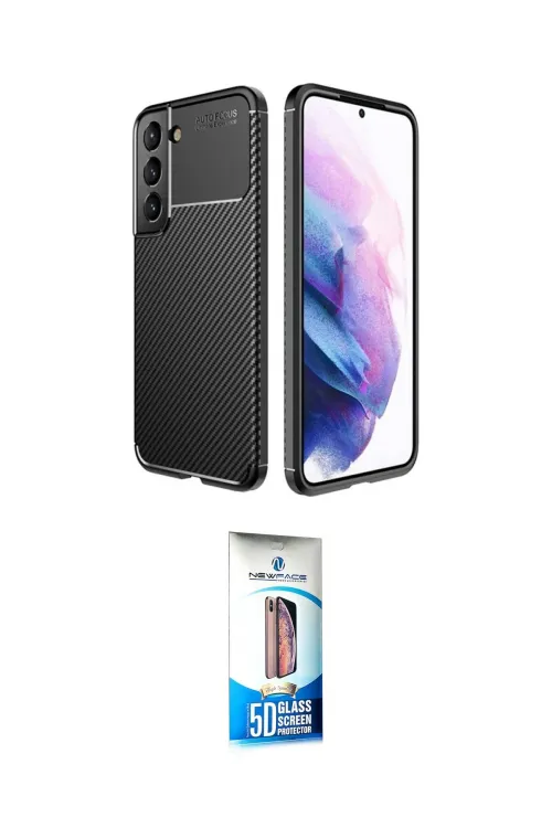 ieg™ Galaxy S22 Plus Kılıf Eksen Form Prime - Siyah 5D Eko Cam Ekran Koruyucu