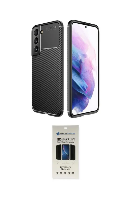 ieg™ Galaxy S22 Plus Kılıf Eksen Form Prime - Siyah 5D Hayalet Cam Ekran Koruyucu