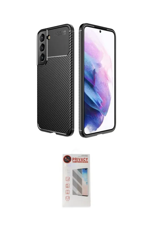 ieg™ Galaxy S22 Plus Kılıf Eksen Form Prime - Siyah Hayalet Edge Cam Ekran Koruyucu