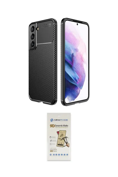 ieg™ Galaxy S22 Plus Kılıf Eksen Form Prime - Siyah Mat Seramik Nano Ekran Koruyucu