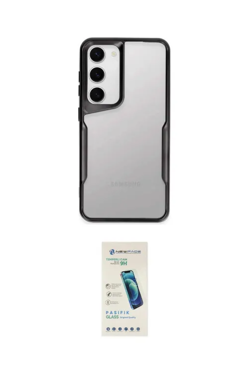 ieg™ Galaxy S23 Kılıf Akış Çizgi Koleksiyonu - Şeffaf Pasifik Cam Ekran Koruyucu