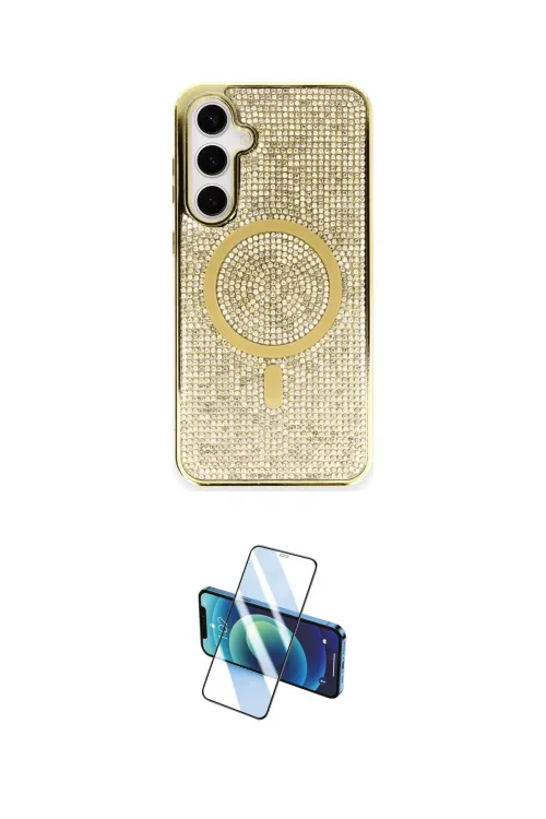ieg™ Galaxy S23 Kılıf Eksen Çizgi - Siyah 3D Antistatik Cam Ekran Koruyucu