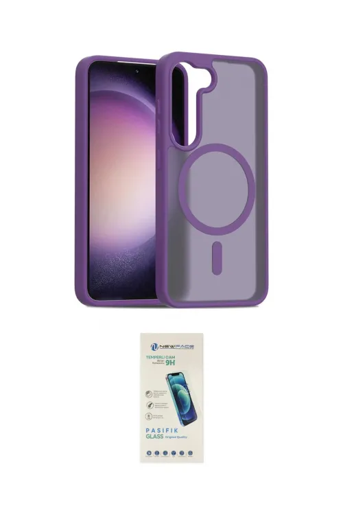 ieg™ Galaxy S23 Kılıf Siluet Minimal Prime - Şeffaf Pasifik Cam Ekran Koruyucu