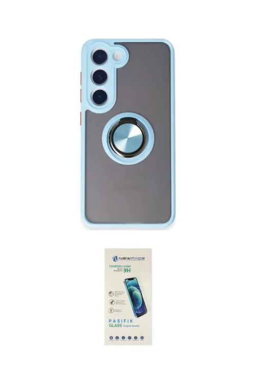 ieg™ Galaxy S23 Kılıf Yörünge Çizgi - Şeffaf Pasifik Cam Ekran Koruyucu