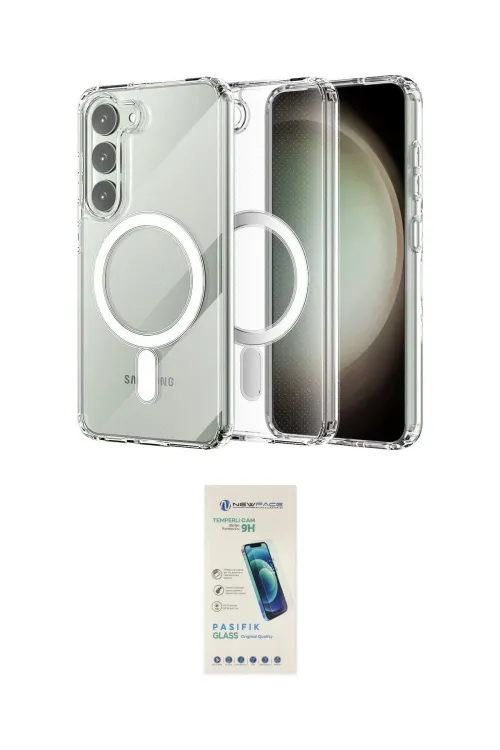 ieg™ Galaxy S23 Plus Kılıf Ahenk Yansıma Prime - Şeffaf Pasifik Cam Ekran Koruyucu