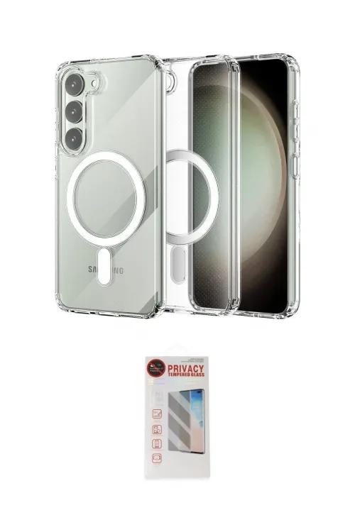 ieg™ Galaxy S23 Plus Kılıf Ahenk Yansıma Prime - Siyah Hayalet Edge Cam Ekran Koruyucu