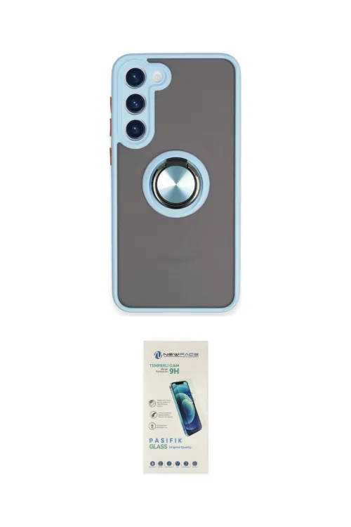 ieg™ Galaxy S23 Plus Kılıf Yörünge Çizgi - Şeffaf Pasifik Cam Ekran Koruyucu