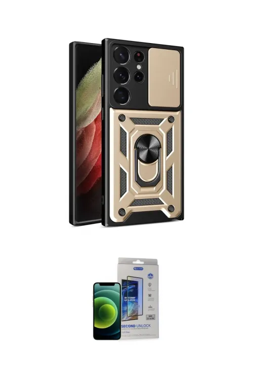 ieg™ Galaxy S23 Ultra Kılıf Ahenk Klasik - Siyah Durable Full Glue Curved Cam