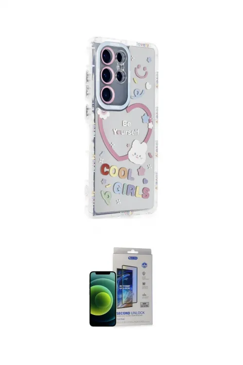 ieg™ Galaxy S23 Ultra Kılıf Ahenk Modern Serisi - Siyah Durable Full Glue Curved Cam