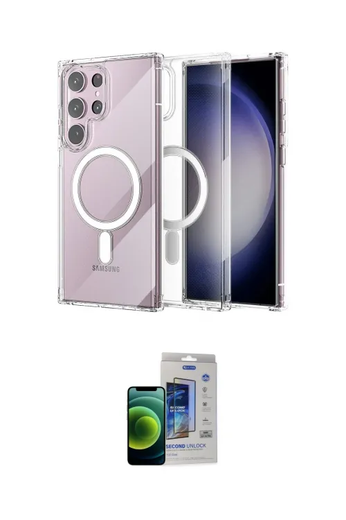 ieg™ Galaxy S23 Ultra Kılıf Ahenk Yansıma Prime - Siyah Durable Full Glue Curved Cam