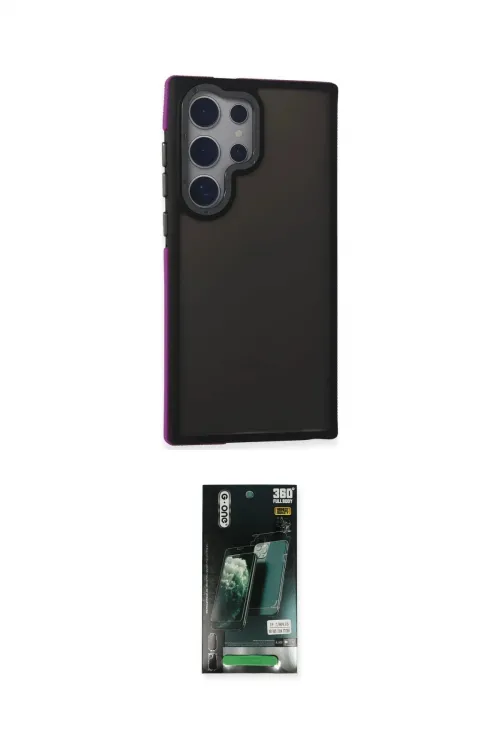 ieg™ Galaxy S23 Ultra Kılıf Eksen Işık - Siyah 360 Mat Full Body Arka Koruyucu