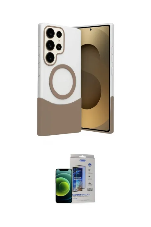 ieg™ Galaxy S23 Ultra Kılıf Kozmos Form Özel Seri - Siyah Durable Full Glue Curved Cam
