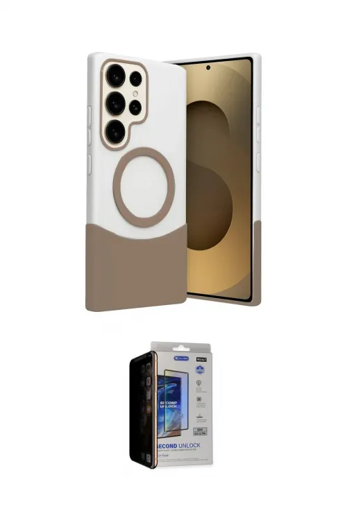 ieg™ Galaxy S23 Ultra Kılıf Kozmos Form Özel Seri - Siyah Durable Full Glue Curved Hayalet Cam