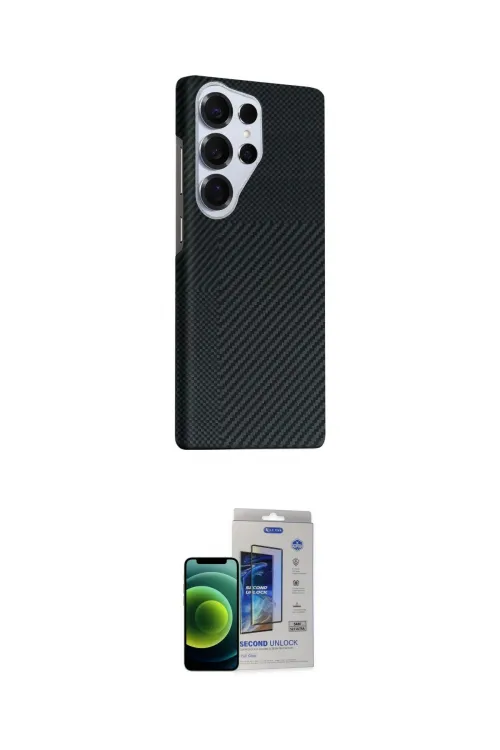 ieg™ Galaxy S23 Ultra Kılıf Kozmos Klasik Prime - Siyah Durable Full Glue Curved Cam