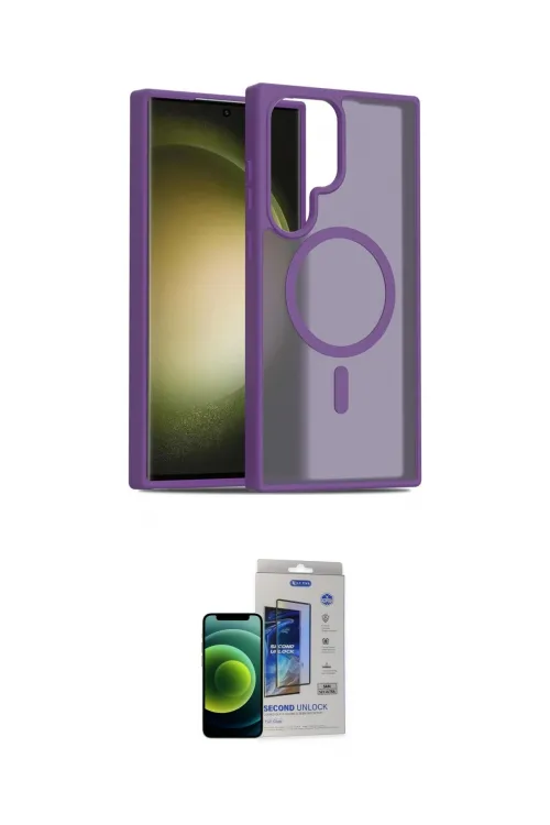 ieg™ Galaxy S23 Ultra Kılıf Siluet Minimal Prime - Siyah Durable Full Glue Curved Cam