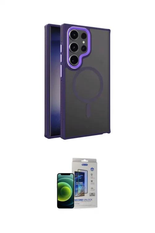 ieg™ Galaxy S23 Ultra Kılıf Yörünge Klasik - Siyah Durable Full Glue Curved Cam