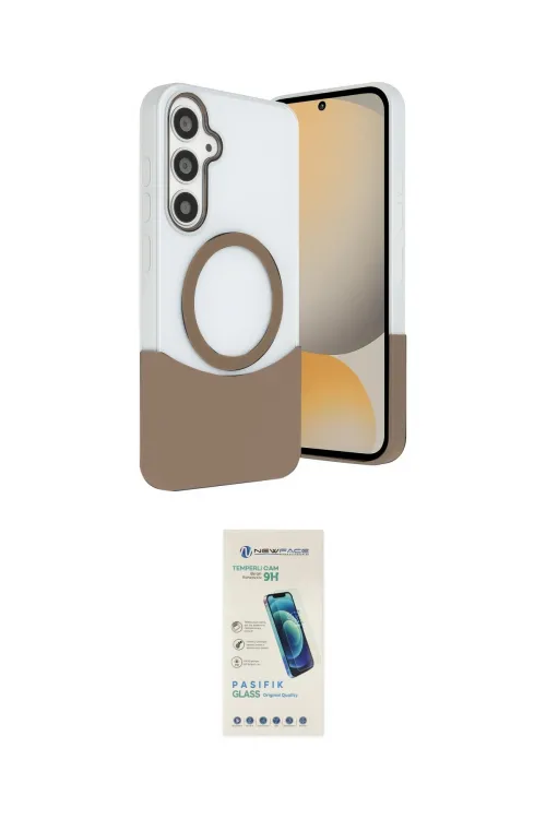 ieg™ Galaxy S24 FE Kılıf Kozmos Form Özel Seri - Şeffaf Pasifik Cam Ekran Koruyucu