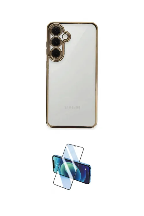 ieg™ Galaxy S24 FE Kılıf Vadi Minimal - Siyah 3D Antistatik Cam Ekran Koruyucu