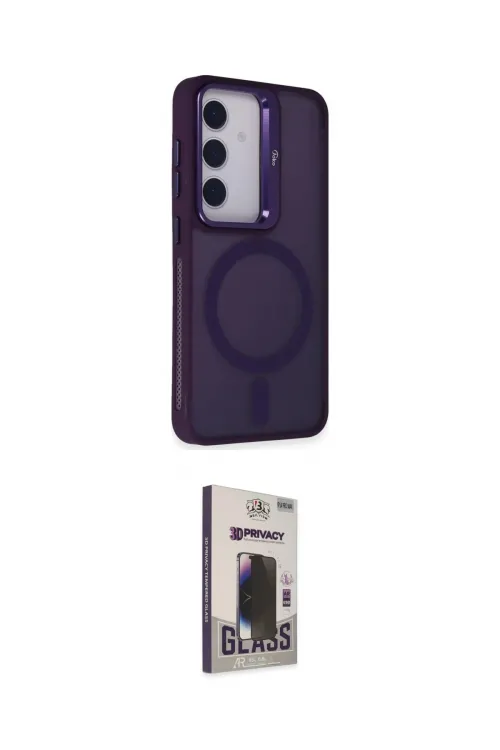 ieg™ Galaxy S24 Kılıf Akış Form - Siyah Bilvis Hayalet Cam Ekran Koruyucu