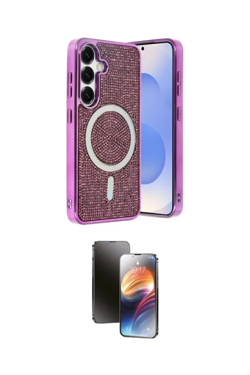 ieg™ Galaxy S24 Kılıf Eksen Çizgi - Siyah 3D Antistatik Mat Seramik Nano Ekran Koruyucu