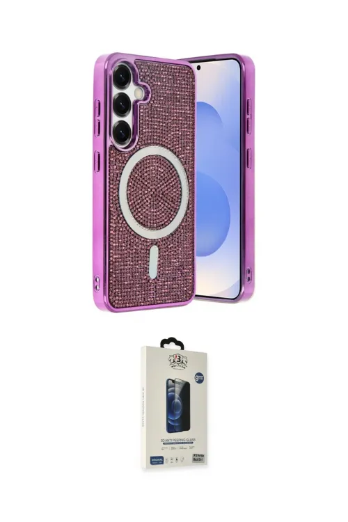 ieg™ Galaxy S24 Kılıf Eksen Çizgi - Siyah Bilvis Hayalet Cam Ekran Koruyucu