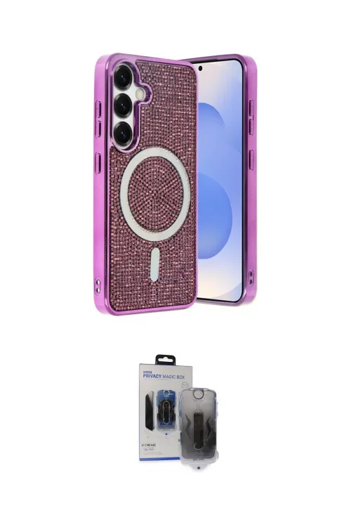 ieg™ Galaxy S24 Kılıf Eksen Çizgi - Siyah Vanessa Magic Hayalet Cam