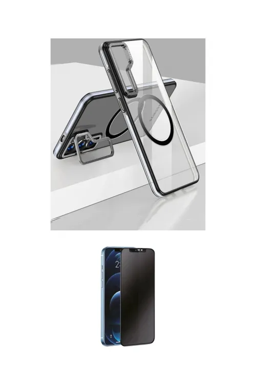 ieg™ Galaxy S24 Kılıf Nova Doku - Siyah 3D Antistatik Hayalet Cam Ekran Koruyucu