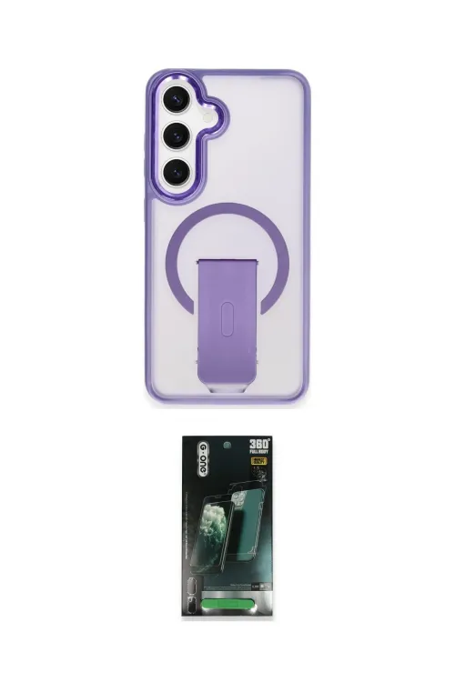 ieg™ Galaxy S24 Kılıf Pusula Doku Koleksiyonu - Şeffaf 360 Full Body Arka Koruyucu
