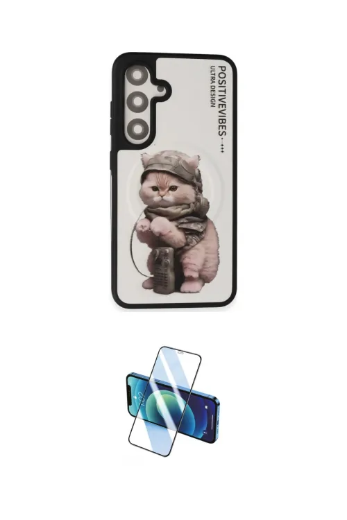 ieg™ Galaxy S24 Kılıf Siluet Modern Özel Seri - Siyah 3D Antistatik Cam Ekran Koruyucu