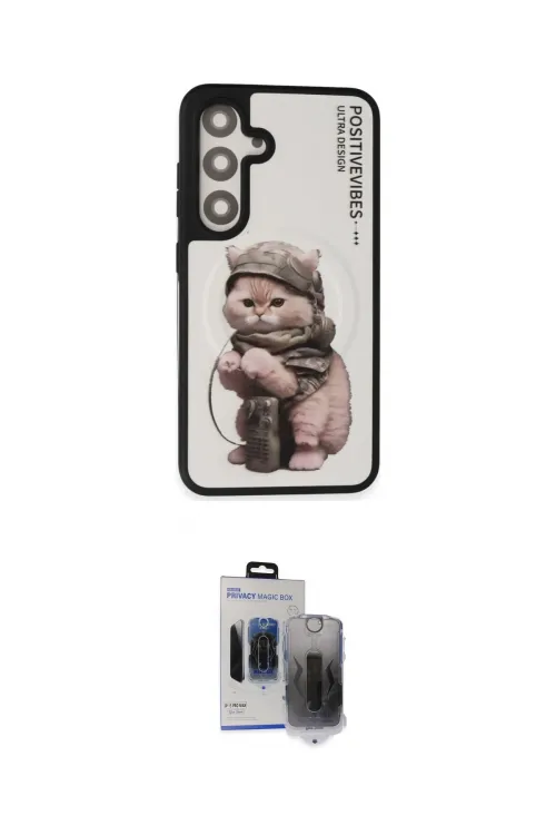 ieg™ Galaxy S24 Kılıf Siluet Modern Özel Seri - Siyah Vanessa Magic Hayalet Cam