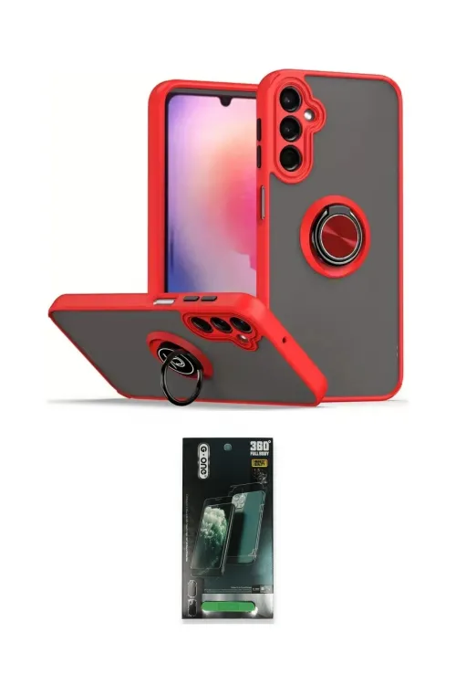 ieg™ Galaxy S24 Kılıf Yörünge Çizgi - Siyah 360 Mat Full Body Arka Koruyucu