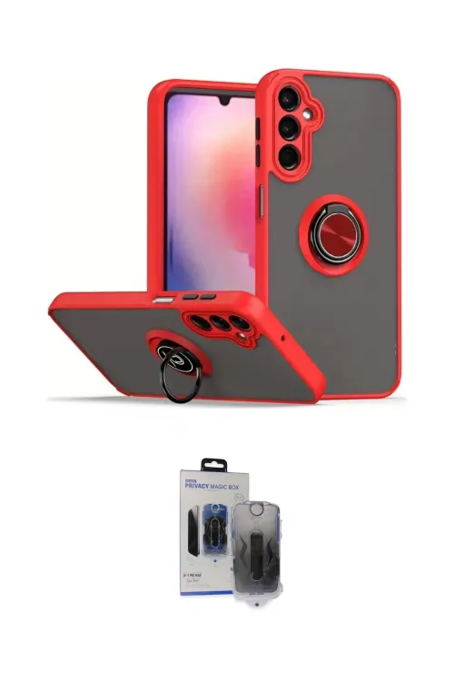 ieg™ Galaxy S24 Kılıf Yörünge Çizgi - Siyah Vanessa Magic Hayalet Cam
