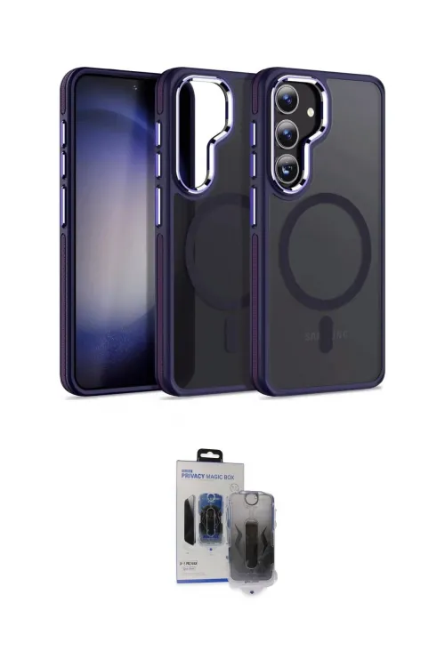 ieg™ Galaxy S24 Kılıf Yörünge Klasik - Siyah Vanessa Magic Hayalet Cam