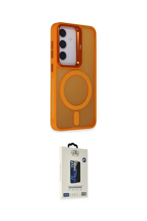 ieg™ Galaxy S24 Plus Kılıf Akış Form - Siyah Bilvis Hayalet Cam Ekran Koruyucu