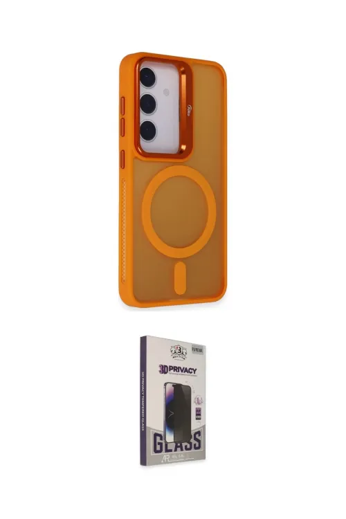 ieg™ Galaxy S24 Plus Kılıf Akış Form - Siyah Bilvis Hayalet Cam Ekran Koruyucu