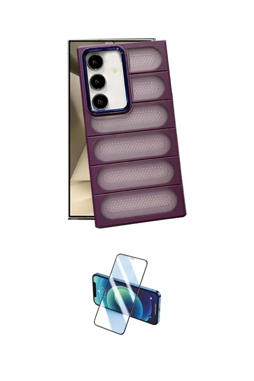 ieg™ Galaxy S24 Plus Kılıf Yadigar Doku Özel Seri - Siyah 3D Antistatik Cam Ekran Koruyucu