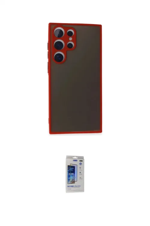 ieg™ Galaxy S24 Ultra Kılıf Ahenk Çizgi Serisi - Siyah Durable Full Glue Curved Hayalet Cam