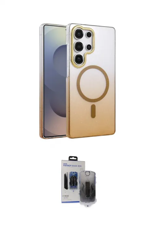 ieg™ Galaxy S24 Ultra Kılıf Ahenk Doku Özel Seri - Siyah Vanessa Magic Hayalet Cam