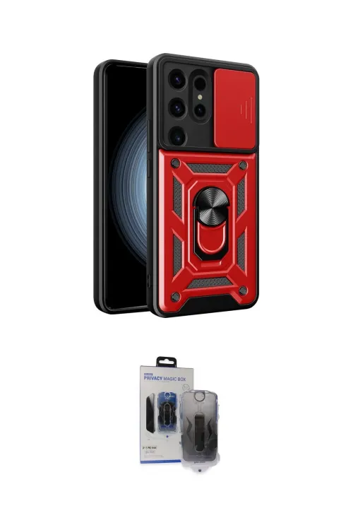 ieg™ Galaxy S24 Ultra Kılıf Ahenk Klasik - Siyah Vanessa Magic Hayalet Cam